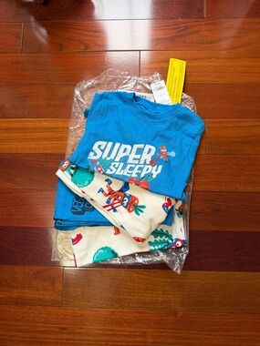 Blue 'Super Sleepy' Kids Pajama Top and Printed Pants 4T
